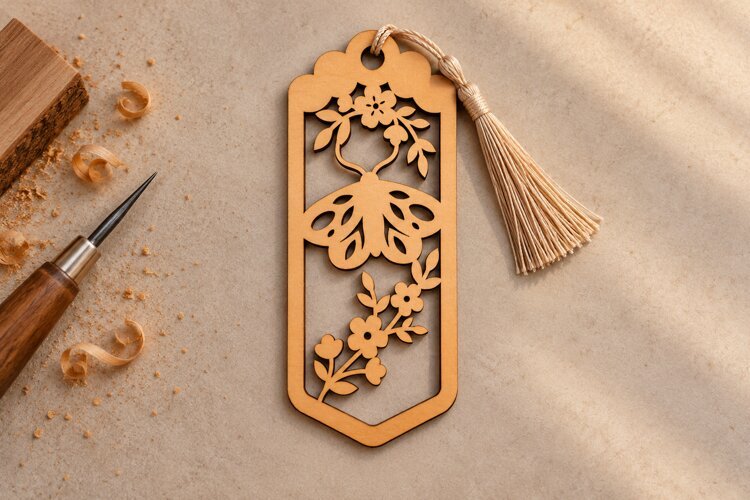 Hexagon Butterfly Floral Bookmark Laser Cut SVG, Geometric example image 1