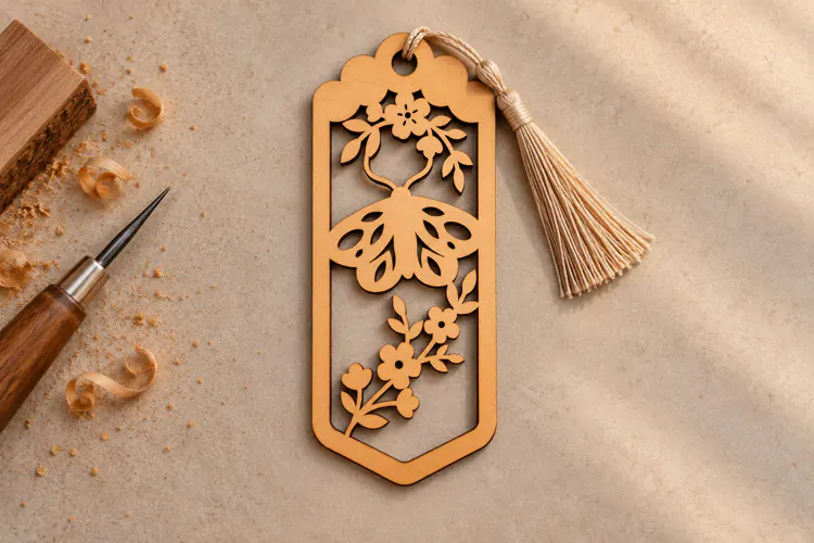 Hexagon Butterfly Floral Bookmark Laser Cut SVG, Geometric