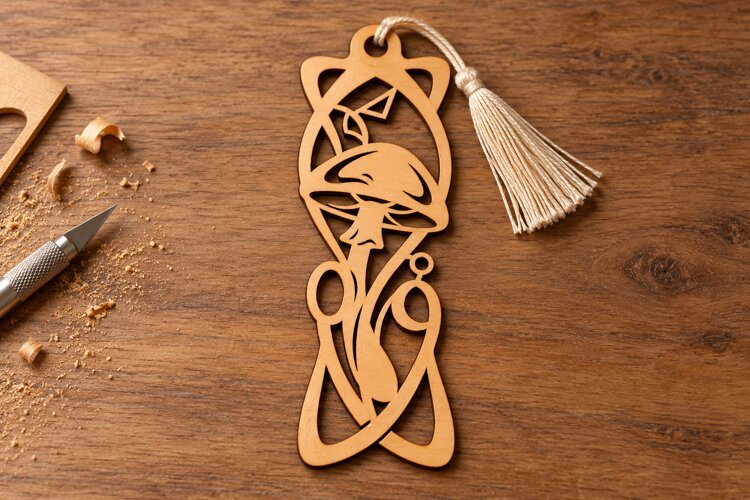Long Mushroom Botanical Floral Bookmark Laser Cut SVG, Page example image 1