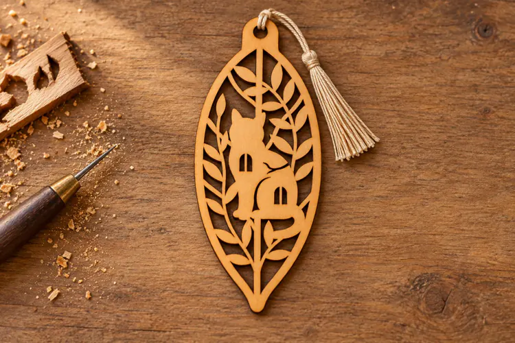 Leaf Mushroom Botanical Bookmark Laser Cut SVG, Forest Page