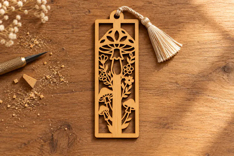 Rectangle Mushroom Forest Nature Bookmark Laser Cut SVG,