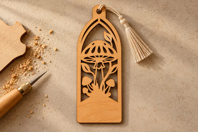 Arch Mushroom Forest Nature Bookmark Laser Cut SVG,