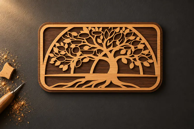 Rectangle Tree of Life Sunset Landscape Laser Cut SVG,