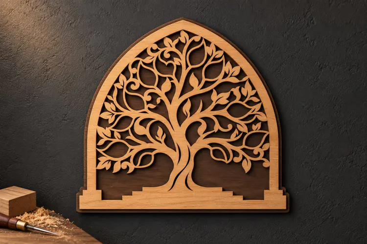 Arch Tree of Life Architectural Window Laser Cut SVG,