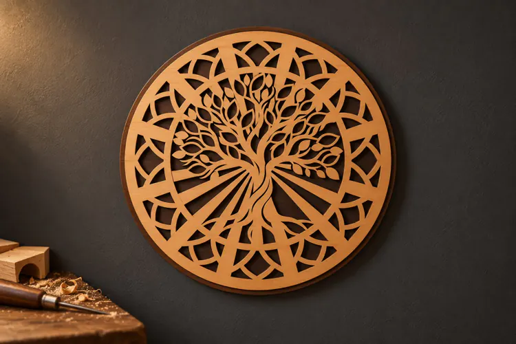 Round Tree of Life Sun Rays Laser Cut SVG, Circular Wall