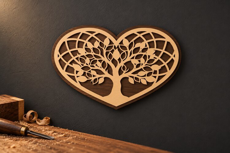 Heart Tree of Life Botanical Trellis Laser Cut SVG, Romanti example image 1