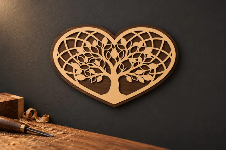 Heart Tree of Life Botanical Trellis Laser Cut SVG, Romanti