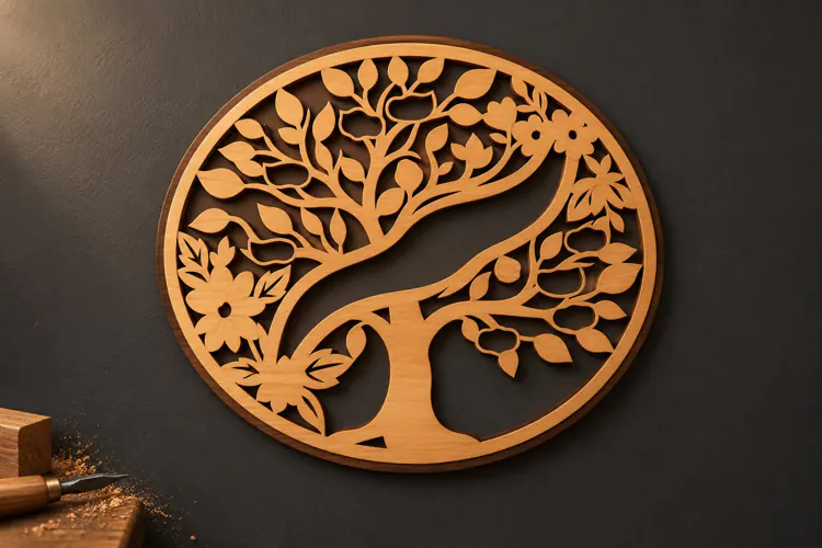 Round Yin Yang Tree of Life Botanical Laser Cut SVG, Circul