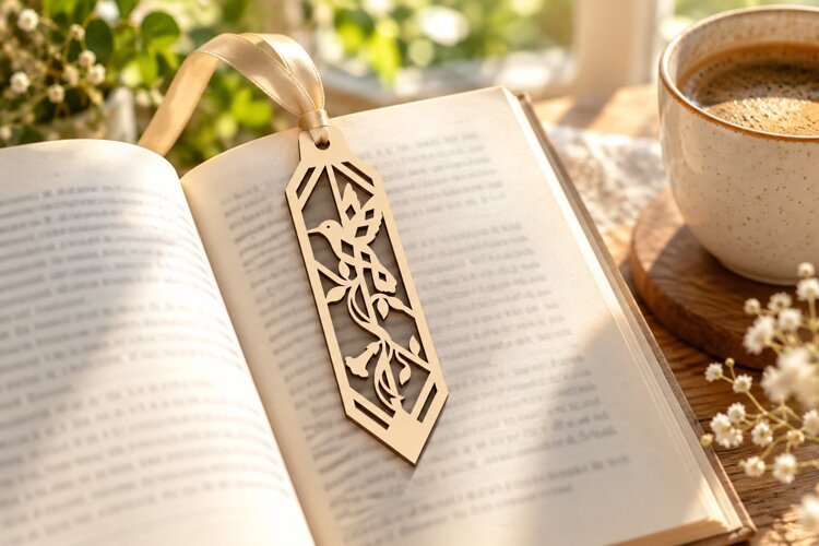 Geometric Floral Vine Diamond Bookmark Laser Cut SVG PNG Des example image 1