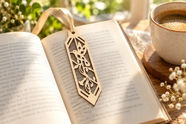 Geometric Floral Vine Diamond Bookmark Laser Cut SVG PNG Des
