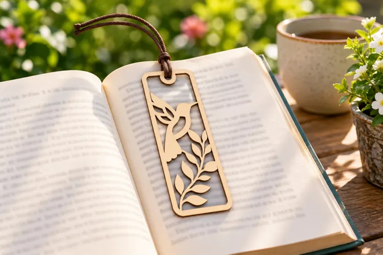 Minimal Tulip Stem Rectangle Bookmark Laser Cut SVG PNG