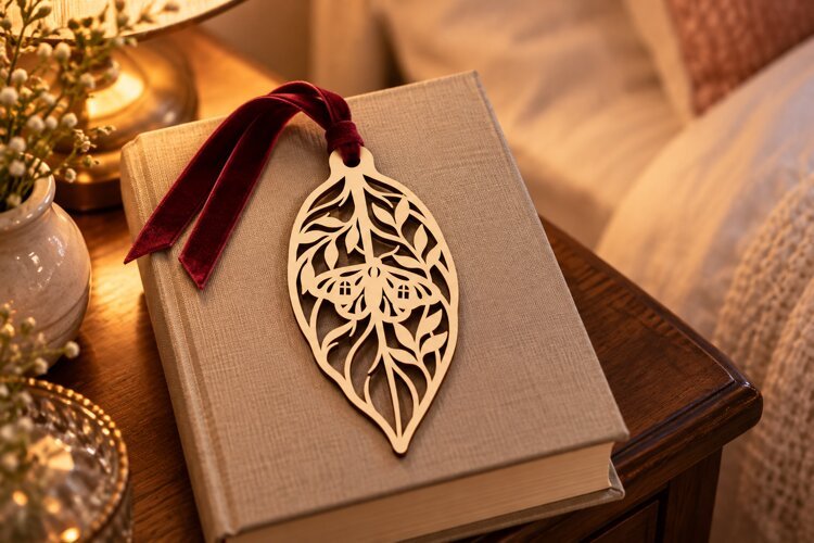 Ornate Floral Leaf Teardrop Bookmark Laser Cut SVG PNG example image 1