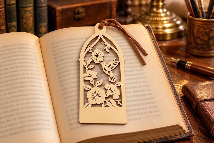 Rose Garden Gothic Arch Bookmark Laser Cut SVG PNG Design example image 1