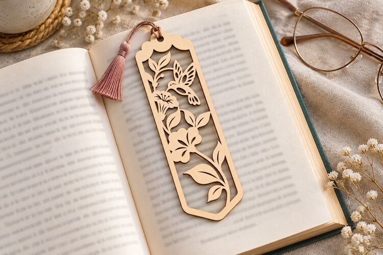 Daisy Wildflower Rectangle Bookmark Laser Cut SVG PNG example image 1