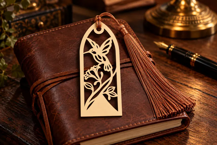 Single Rose Gothic Arch Bookmark Laser Cut SVG PNG Design,