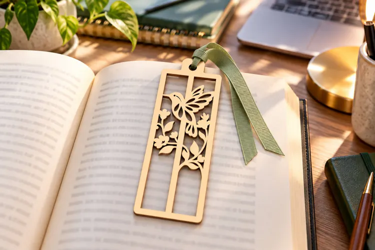 Tall Floral Vine Rectangle Bookmark Laser Cut SVG PNG Design