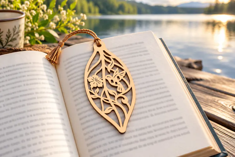 Leaf Shaped Floral Vine Bookmark Laser Cut SVG PNG Design