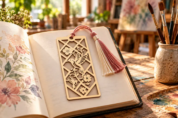 Geometric Floral Hexagon Bookmark Laser Cut SVG PNG Design