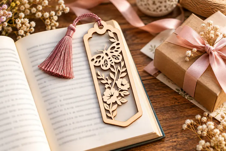 Butterfly Floral Gift Tag Bookmark Laser Cut SVG PNG Design