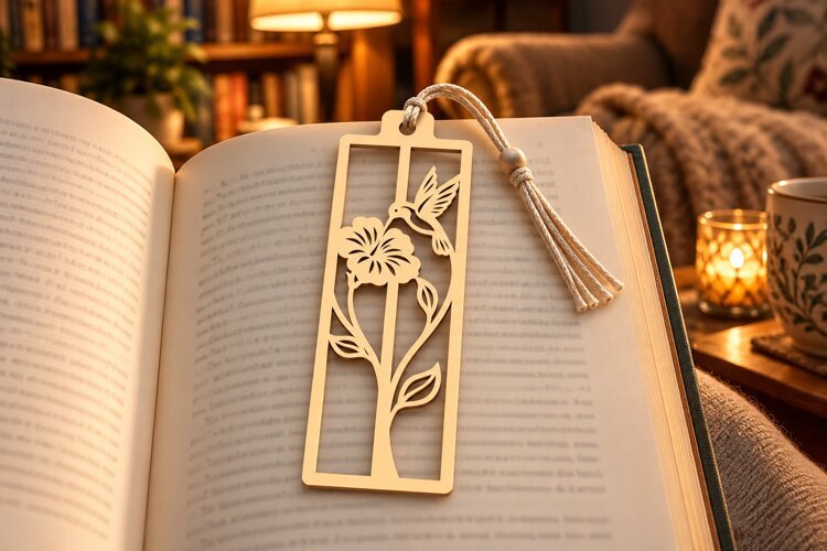 Tulip Stem Rectangle Bookmark Laser Cut SVG PNG Design example image 1
