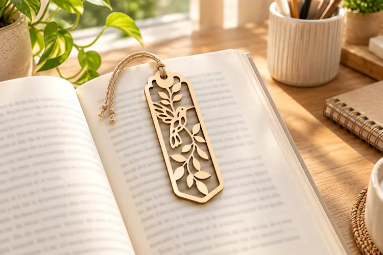 Floral Vine Narrow Rectangle Bookmark Laser Cut SVG PNG Desi