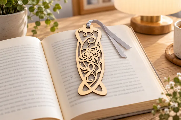 Interlaced Floral Oval Bookmark Laser Cut SVG PNG Design