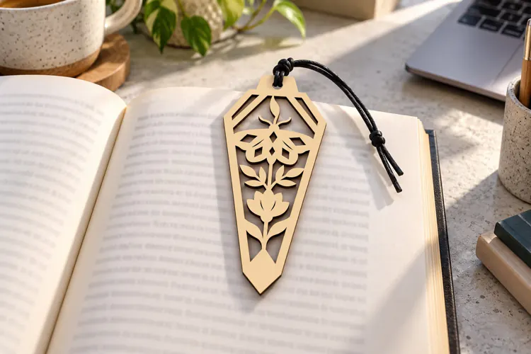 Geometric Flower Pointed Bookmark Laser Cut SVG PNG Design