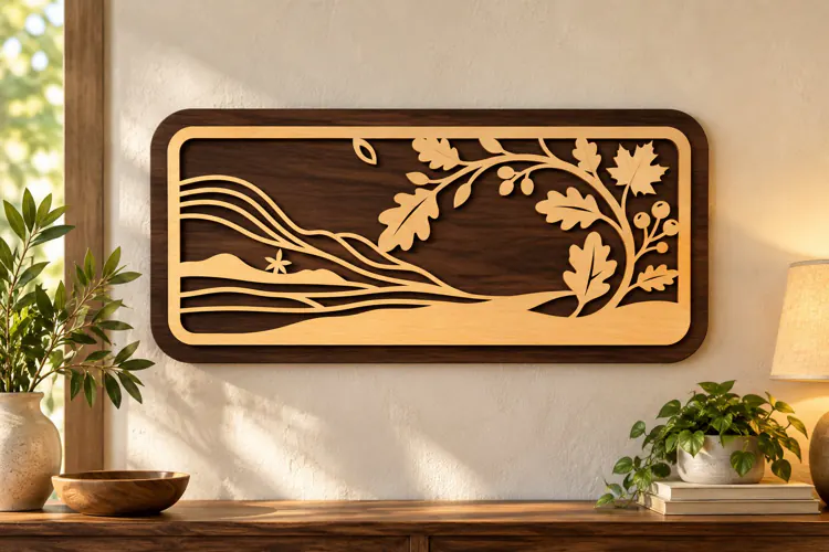 Sunset Mountain Landscape Rectangle Laser Cut SVG PNG Design