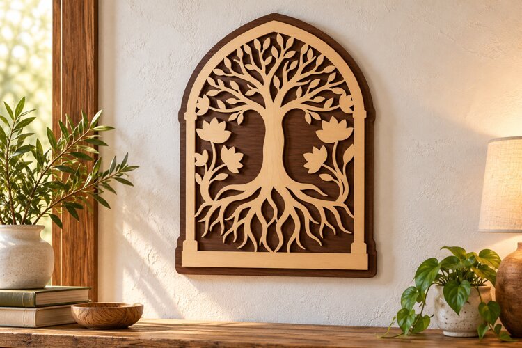 Tree of Life Rooted Arch Laser Cut SVG PNG Design, Wooden example image 1