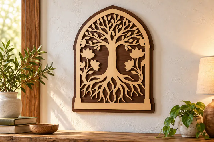 Tree of Life Rooted Arch Laser Cut SVG PNG Design, Wooden