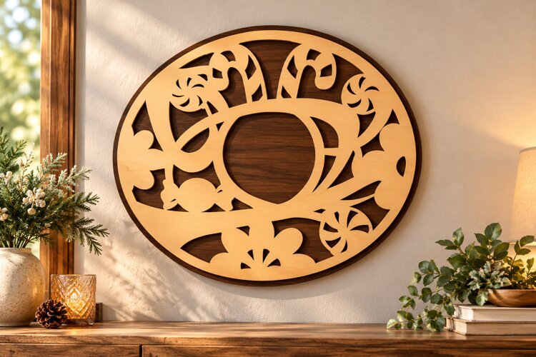 Abstract Woodland Animal Circle Laser Cut SVG PNG Design example image 1