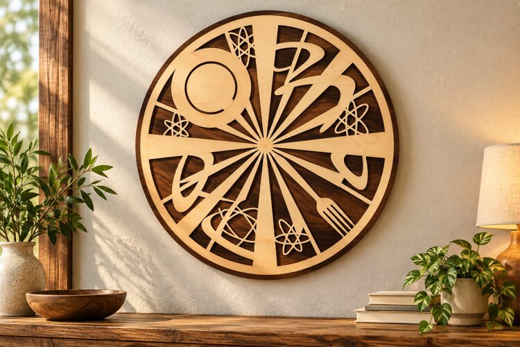 Geometric Sunburst Celestial Circle Laser Cut SVG PNG Design example image 1
