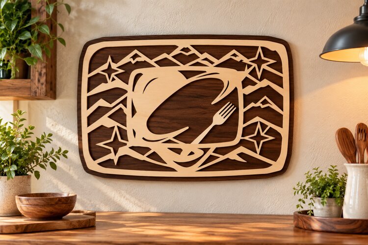 Mountain Moon Geometric Landscape Laser Cut SVG PNG Design example image 1