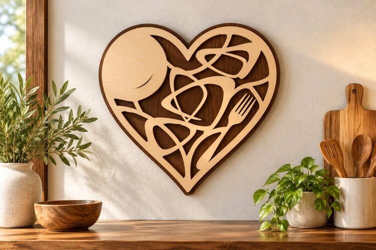 Romantic Interlocking Hearts Laser Cut SVG PNG Design example image 1