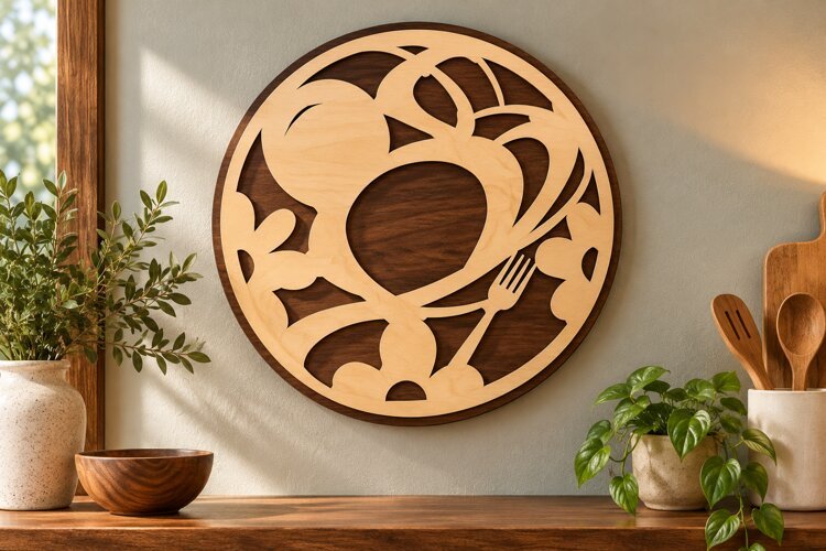 Abstract Botanical Yin Yang Circle Laser Cut SVG PNG Design example image 1