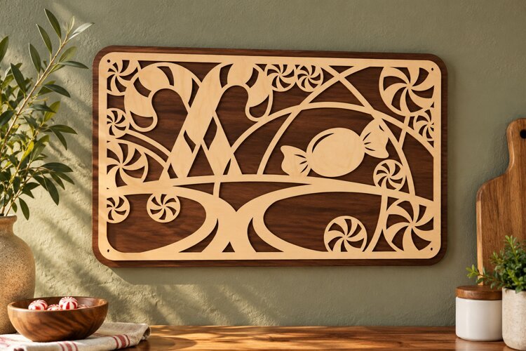 Abstract Botanical Landscape Panel Laser Cut SVG PNG Design example image 1