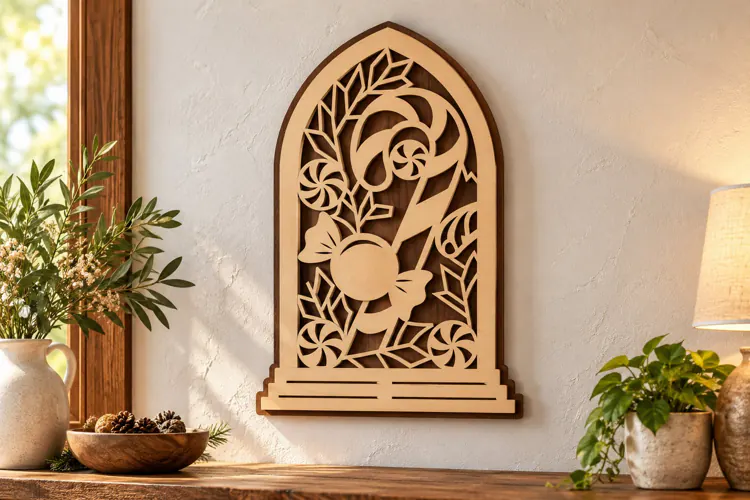 Gothic Floral Arch Laser Cut SVG PNG Design, Wooden Wall Art