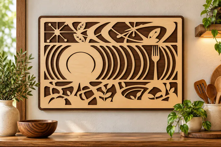 Geometric Celestial Moon Landscape Laser Cut SVG PNG Design