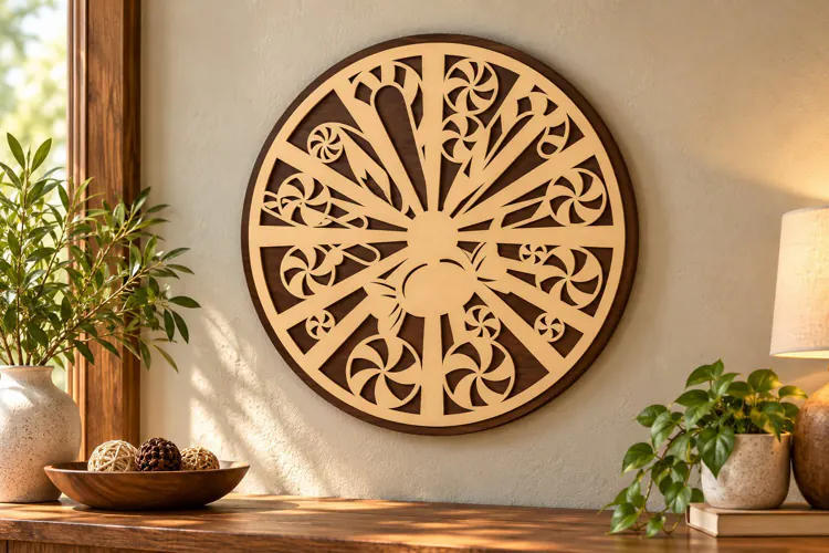Geometric Sunburst Floral Mandala Laser Cut SVG PNG Design