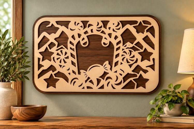 Celestial Star Moon Forest Panel Laser Cut SVG PNG Design example image 1