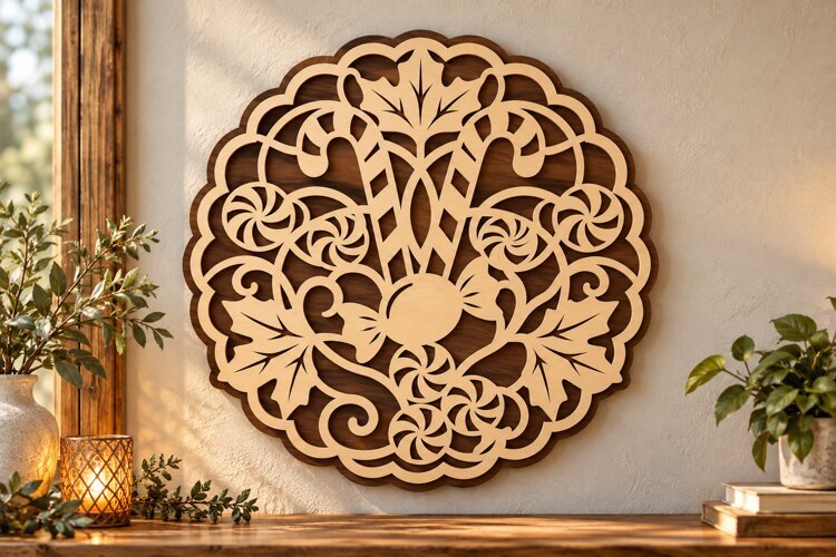 Ornate Floral Tree Medallion Laser Cut SVG PNG Design example image 1