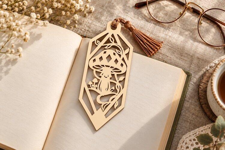 Long Hexagon Desert Agave Mushroom Bookmark Laser Cut SVG example image 1