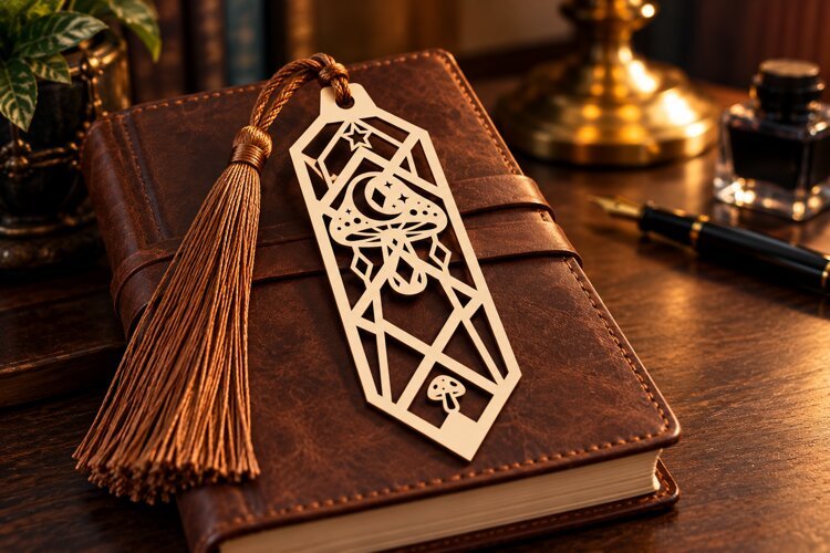 Long Hexagon Desert Agave Mushroom Bookmark Laser Cut SVG example image 1