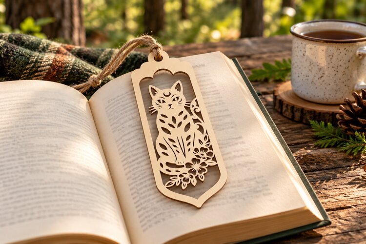Arch Floral Cat Sitting Bookmark Laser Cut SVG laser cut svg example image 1