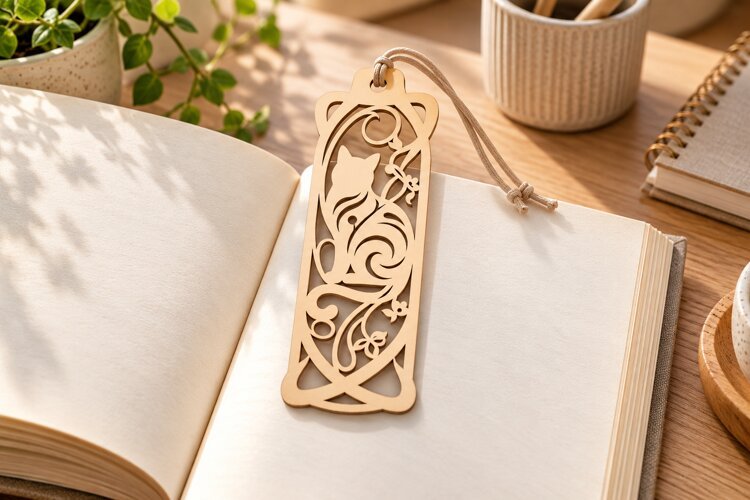 Arch Swirl Floral Leaf Bookmark Laser Cut SVG example image 1