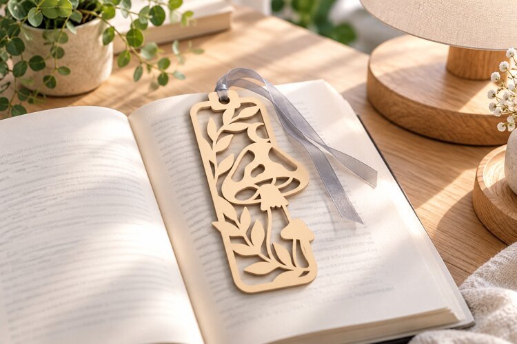 Forest Mushroom Botanical Bookmark Laser Cut SVG example image 1