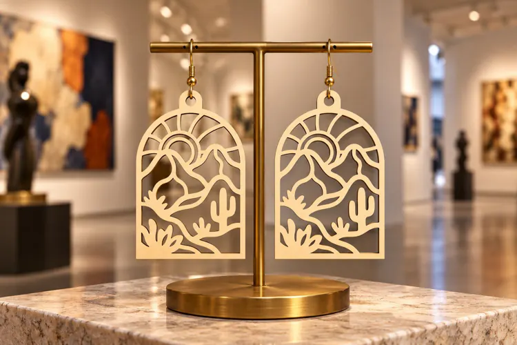 Arch Desert Agave Mountain Wooden Earrings Laser Cut SVG