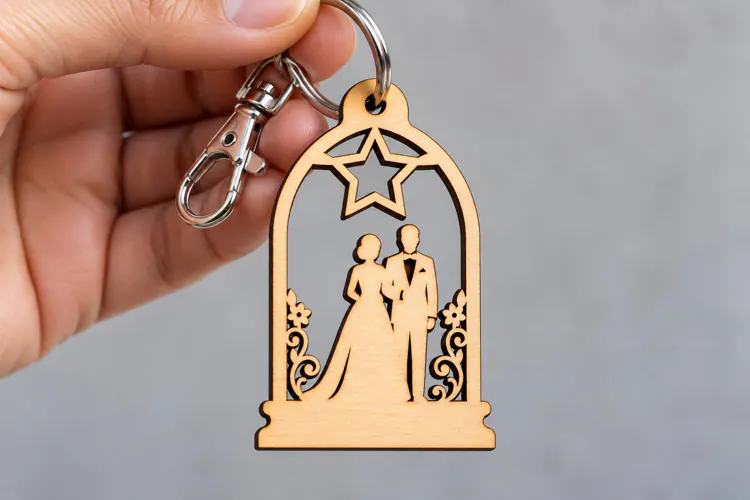 Arch Floral Wedding Couple Laser Cut Keychain SVG