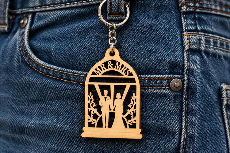 Arch Frame Mr & Mrs Wedding Couple Laser Cut Keychain SVG