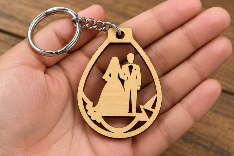 Teardrop Drop Frame Wedding Couple Laser Cut Keychain SVG